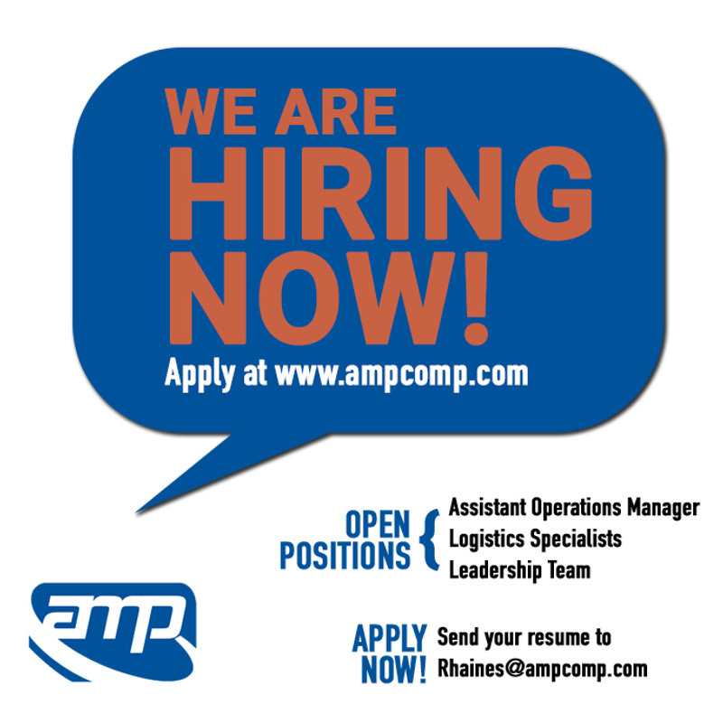 AMP we are hiring now graphic